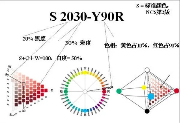 NCS颜色立体的垂直剖面图